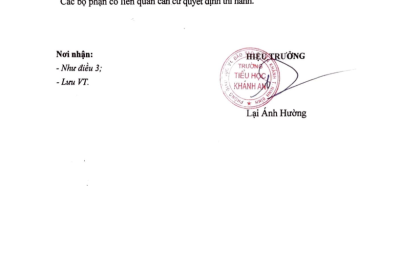 Quyết định chỉ định gói thầu: Mua sắm Tài sản, trang thiết bị dạy năm 2023 cho trường tiểu học Khánh An